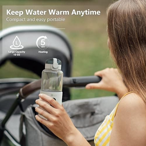IXTECH Portable Water Warmer for Baby Formula, Milk Warmer for Travel, 10 oz., Electric Warming with Adjustable Temperature Control, Leak-Resistant Spout, Rechargeable and Wireless - 0.3 Quarts thumbnail 8