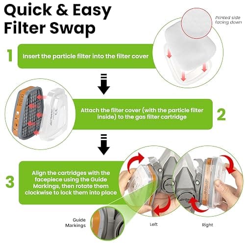 AirGearPro G-500 Reusable Respirator Mask with A1P2 Filters | Anti-Dust Mask Ideal for Painting, Woodworking, Construction, Sanding, Spraying, Chemicals, DIY etc thumbnail 3