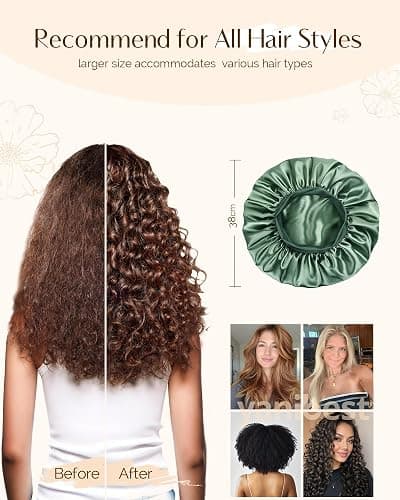 YANIBEST Silk Bonnet for Sleeping Women, Double Layer Hair Satin Bonnets with Elastic Band, Sleep Cap Curly Natural Hair thumbnail 4