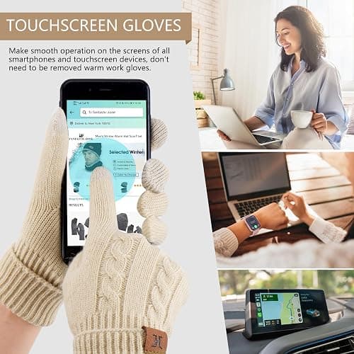 FZ FANTASTIC ZONE Womens Winter Warm Touch Screen Gloves Elastic Cuff Thermal Knit Gloves for Women Cold Weather Gifts thumbnail 3