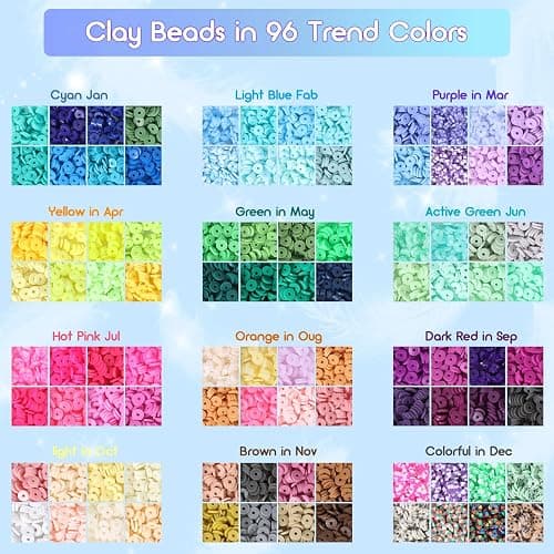 18000 Pcs Clay Beads Bracelet Making Kit 6 Boxes 96 Colors Friendship Jewelry Making kit Polymer Set with 1000 Letter Beads and 850 Charms Crafts thumbnail 3