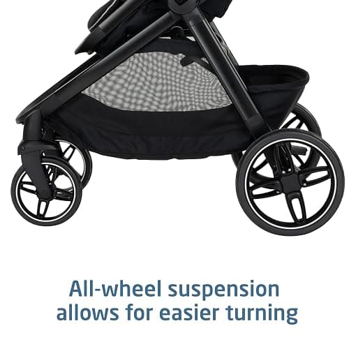 Maxi-Cosi Zelia Pro 5-in-1 Travel System with Mico Pro Infant Car Seat, Baby Stroller Combo, Reversible Seat, Large Wheels, Adjustable Handle, Newborn to Toddler, Lightweight, Caspian Caviar thumbnail 8