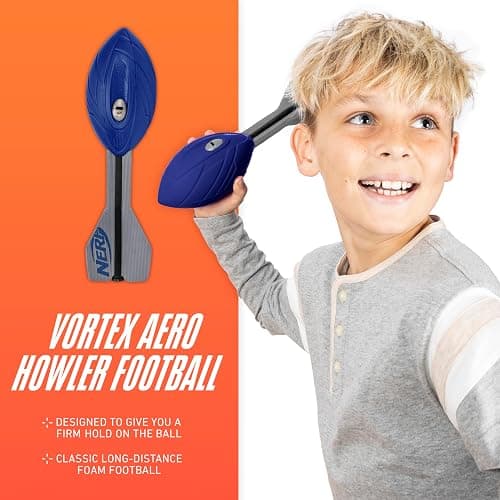 Nerf Vortex Aero Howler Foam Ball – Classic Long-Distance Football - Flight-Optimizing Tail - Hand Grip – Indoor and Outdoor Fun (Blue) thumbnail 3