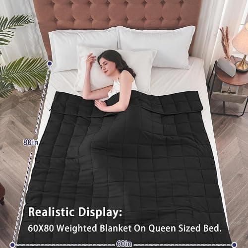 yescool Weighted Blanket for Adults (20 lbs, 60" x 80", Black) Cooling Heavy Blanket for Sleeping Perfect for 190-210 lbs, Queen Size Breathable Blanket with Premium Glass Bead, Machine Washable thumbnail 2