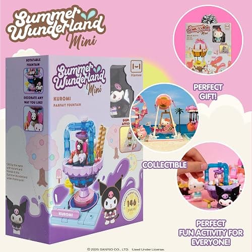 Hamee Sanrio Hello Kitty and Friends ‘Summer Wunderland Mini’ Cute Water Theme Park Building Block Set Birthday Gift, Party Favor, Stress Relief, Collectible Toy Compatible with Lego – Kuromi thumbnail 3