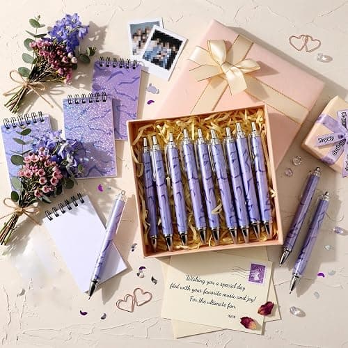Weekgrat 24 Pcs Purple Notebooks and 24 Pcs Ballpoint Pens Kpop Theme Pocket Notepads Memo Books Set Teacher Classroom Rewards Supplies Birthday Partys Gift thumbnail 7