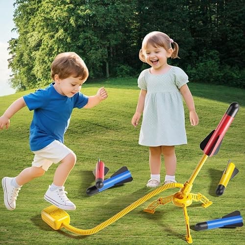 NIPLOOOW Rocket Launcher for Kids, 12 Foam Rockets, Launch up to 100+ft, Outdoor Outside Backyard Toys for Boys & Girls, Birthday Gift Toys for Kids Boys Girls Age 3 4 5 6 7 8 Years Old thumbnail 2