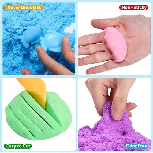 FURWEY 6.6lbs Play Sand,Mixed Packaging of 3-Color Sensory Sand,Suitable for Children to Shaping, Squeezing and Molding thumbnail 4