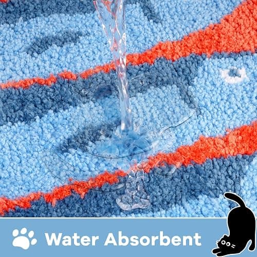 NIGOWAYS Black Cat Bath Rugs for Bathroom,Sardine Can Bath Rug | Funny Non-Slip Blue Mat with Quirky Design Rugs for Bathroom Shower Bedroom,30x18 Inch thumbnail 6