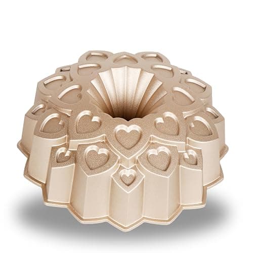 Baker's Secret Nonstick Fluted Cake Pan, Perfect for Fluted Cakes, Die Cast Aluminum Cake Pans, 2 Layers Non-stick Coating For Easy Release, Fluted Cake Pans - (Amour) - Image 1