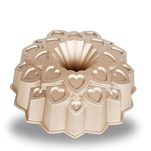 Baker's Secret Nonstick Fluted Cake Pan, Perfect for Fluted Cakes, Die Cast Aluminum Cake Pans, 2 Layers Non-stick Coating For Easy Release, Fluted Cake Pans - (Amour) - Image 1