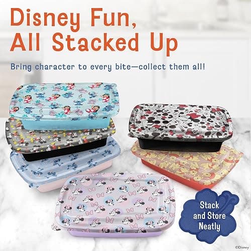 Best Brands Disney Meal Prep Containers - 20-Piece Reusable Food Containers with Lids - Freezer, Microwave & Dishwasher Safe - Featuring Mickey & Minnie, Lilo & Stitch - 33.8 Oz To Go Food Containers thumbnail 7