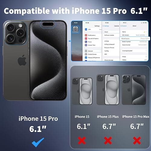 iPhone 15 Pro Hülle mit Kameraschutz, Kompatibel mit MagSafe, Stoßfest Kratzfest Magnetisch Rückseite Handyhülle für iPhone 15 Pro Case Transluzente thumbnail 2