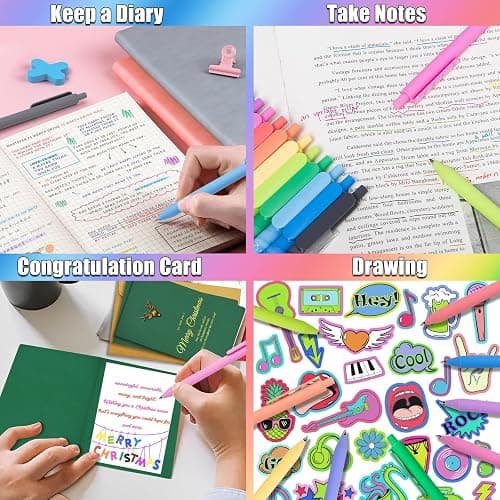 Drawdart Gel Pens 12 Colors Retractable Quick Dry Ink Pens Fine Point 0.7mm, Smoooth Writing Pens Multicolor for Journaling, Drawing, Doodling, and Note Taking, Multicolor, 12-Count thumbnail 5