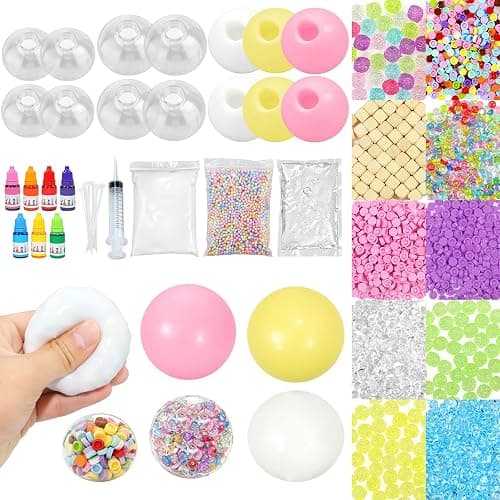 DIY Stress Ball Making Kit - 14 TPR Skins - Immersive Asmr Ball Squishy kit- Craft Kits Stress Balls - Handmade Make Your Own Fidget Stress Balls Kit for Adults - Crunchy Relaxing - Image 1