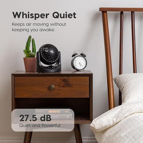 IRIS USA WOOZOO Desk Fan, Air Circulator, 3 Speeds, 32ft Max Air Distance, 112° Adjustable Tilt, 27.5db Quiet Motor, Small Fan for Bedroom, Office, Dorm, Black thumbnail 7