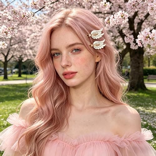 2 Pcs Angel Wings Hair Clips, Cartoon Hair Clips Cute Barrettes Rhinstone Non Slip Hair Clamps Barrettes for Women White thumbnail 7