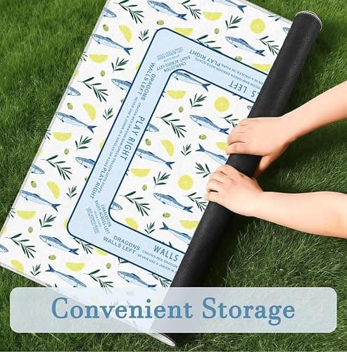 Elpwk Blue Nautical Coastal Beach Sardine Lemon Mahjong Mat 31.5" x 31.5", Non-Slip Noise Reduction Mahjong Table Cover Accessories Supplies for Dominoes Poker Card Board and Tile Games Gifts thumbnail 5