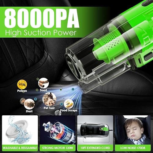 Viewsun 30pcs Car Cleaning Kit, Car Interior Detailing Kit with High Power Handheld Vacuum, Detailing Brush Set, Windshield Cleaner, Cleaning Gel, Complete Auto Accessories for Men, Women thumbnail 2