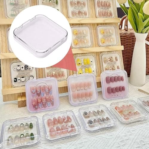 PAGOW 5pcs Clear Press on Nail Packaging Box, Nail Storage Boxes With Adhesive Double Sided Tape, Plastic Cases Containers for Fake Nails Business Display Organization thumbnail 2