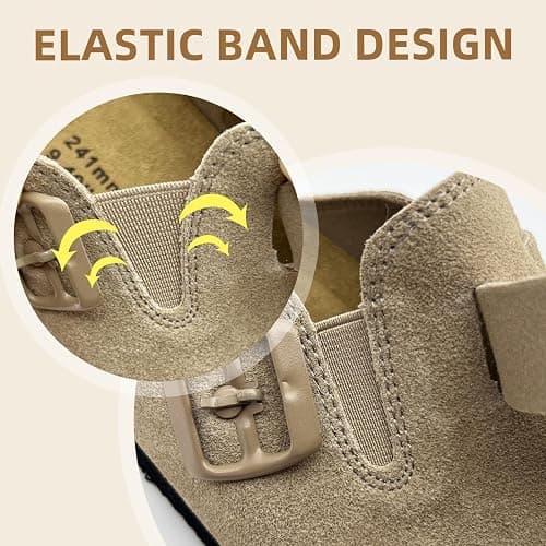 xinlanlin Kids Suede Clogs Boys Girls Sandals Cork Footbed Toddler Slip-on Slippers Indoor Outdoor Cute Sandals Classic Adjustable Buckle thumbnail 5