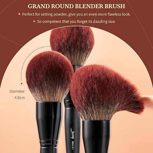 Jessup Makeup Brushes Set Professional 21Pcs Black Complete Collection, Synthetic Hair Mkae up Brushes, Powder Blending Foundation Highlight Contour Concealer Eyeshadow Eye liner Spoolie T271 thumbnail 5