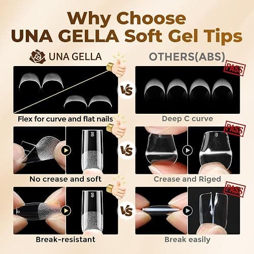 UNA GELLA Square Straight Nail Tips Medium 504PCS Pre-Etched French Style | 12 Sizes Full Cover Flexible Soft Gel, Suitable for Women Salon Use & Home DIY Press On Nail Extensions thumbnail 4