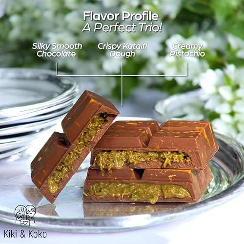 Dubai Chocolate Pistachio Bar 6.5oz, Dubai Kunafa Pistachio Chocolate Bar,Luxurious Homemade Kunafa thumbnail 5
