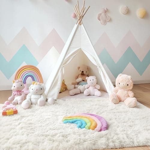 OLANLY Fluffy Area Rug for Living Room Bedroom, 4x6 Feet Soft Shaggy Non-Slip Carpet, Indoor Modern Plush Area Rugs for Kids Girls and Boys, Dorms, Nursery Rooms, Home Decor, Cream White thumbnail 5
