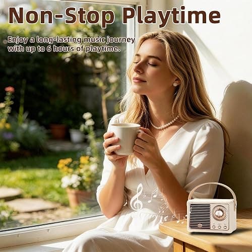 Baolira Retro Bluetooth Speaker, Vintage Decor, Birthday Gifts for Women | Small Portable Speaker, Vintage Bluetooth Speaker, Retro Home Decor, Office & Bedroom Decor, Gifts for Teen Girls and Women thumbnail 5