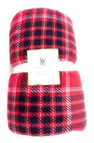 Victoria's Secret Cozy - Plush Sherpa Blanket Size 60" x 50" (Red/Black/Pl.) - Image 1