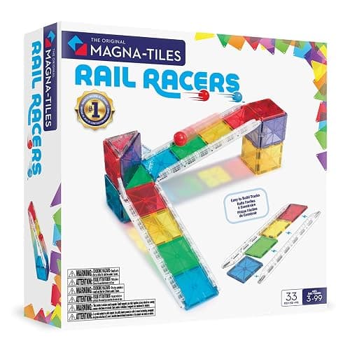 MAGNA-TILES Rail Racers 33-Piece Magnetic Construction Set, The Original Magnetic Building Brand - Image 1