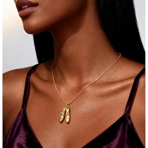Dainty Golden Necklace for Women Dance Cheer Frog Cowgirl Necklace Gifts | 14K golden plated pendant necklaces for women friend sister daughter. Birthday, christmas, graduation gifts. Ready to give. thumbnail 2
