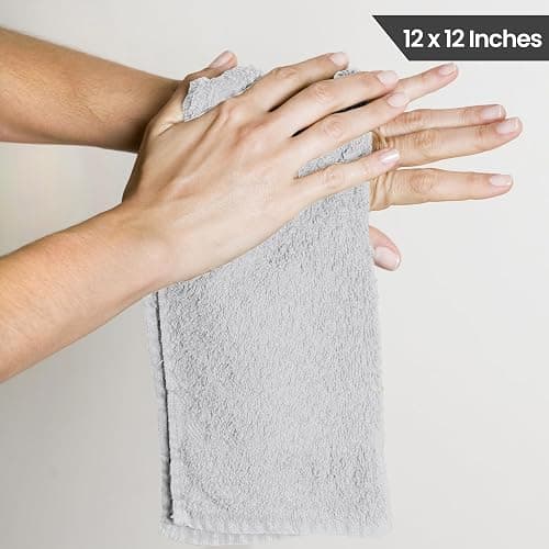 24 Pack Cotton Washcloths Set, 100% Ring Spun Cotton, Premium Quality Flannel Face Cloths, Highly Absorbent and Soft Feel Fingertip Towels, Silver thumbnail 3