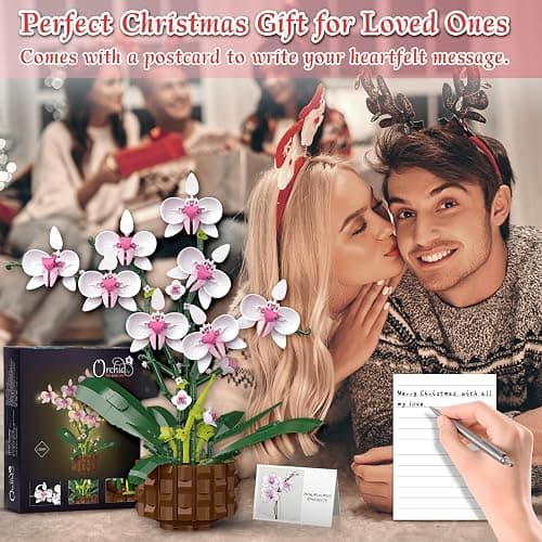 Orchid Building Set, Compatible with Lego Flowers for Adults,Botanicals Orchid Building Blocks Sets with Fairy Lights, Artificial Plant Home Decor, Gifts for Birthday, Valentine's Day, Mother's Days thumbnail 7