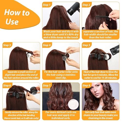 39PCS Self Grip Curlers 3 Sizes - Black 2.5in, 1.9in, 1.4in Rollers with Duckbill Clips for Long, Medium, Short, Thick, Fine Hair Volume and Bangs (Black) thumbnail 7