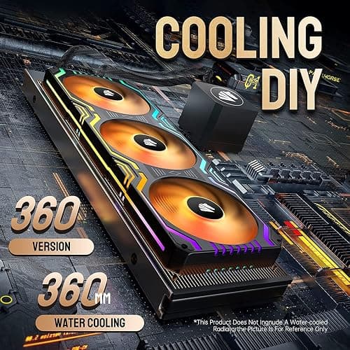 Asiahorse Matrix-Black 56 Addressable LEDs RGB Fans, 360MM All-in-One Square Frame Integrated RGB Case Fan with MB Sync/Analog Controller, PWM Control Fan for Computer Case and Liquid Cooling System - 360MM - black-360 thumbnail 7