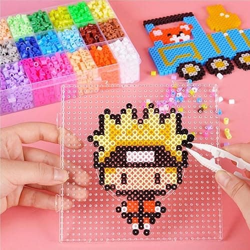 FVIEXE 18PCS 5mm Fuse Bead Pegboards, Large Plastic Fuse Beads Boards with 2 Beads Tweezers, Melty Beads Square Peg Boards Kit for DIY Craft thumbnail 2