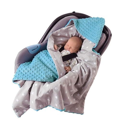 Medi Partners Einschlagdecke Baby Babyschale 100% Baumwolle für Sommer 85x85cm Kinderwagen Kuscheldecke universal Baby Decke Einschlagdecken Babydecke Buggy Autositz (Blument mit Hellrosa Minky) - Hellrosa Blument mit Hellrosa Minky - 85x85cm thumbnail 4