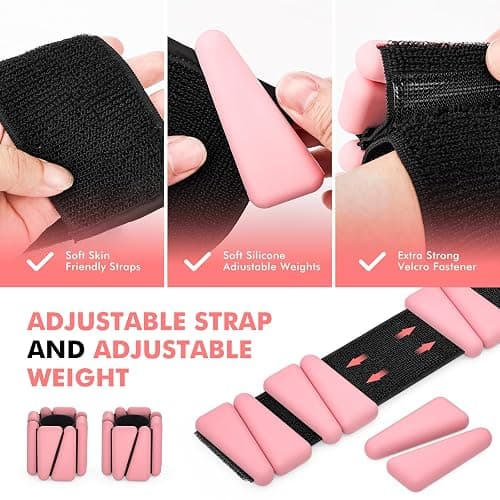 Wrist Weights, Ankle Weights for Women Men, Adjustable Wrist Weighted Bracelet for Home Gym Workout, Running, Yoga, Exercise, Strength Training, Set of 2 (1LB Each) thumbnail 6