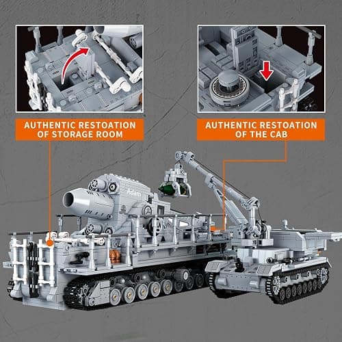 Karl Heavy Mortar Tank Building Block Set 2875 Pieces, Compatible with Lego Military Army Set for Adults WW2 German Mortar Model Kit with Ammo Tractor, 1: 26 Scale Vehicles Model Home Decor thumbnail 5