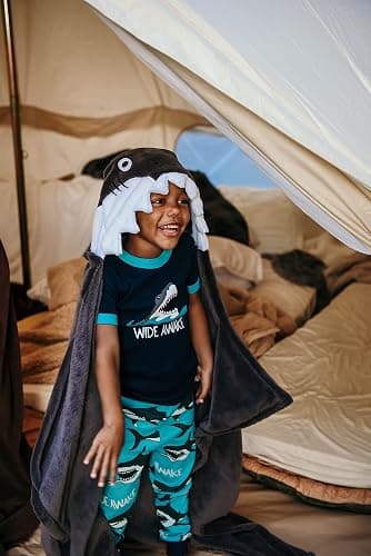 Lazy One Wearable Hooded Blanket for Kids, Animal Hooded Blanket (Shark) thumbnail 2