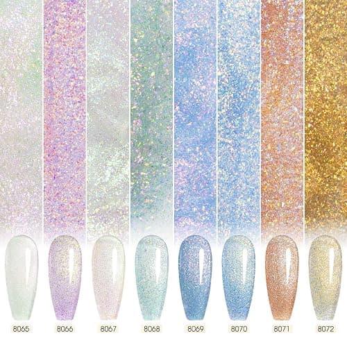 CANNI Vernis à Ongles Gel Semi Permanent Pailleté violet marron violet rouge rose marron 8 Couleur Glitter Vernis à Ongles Gel Nail Polish Soak off Vernis Manucure thumbnail 2