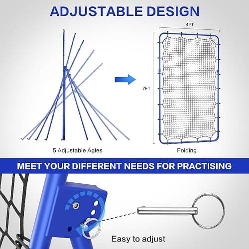 PLYOGO Volleyball Rebounder Net, 4×7FT Bounce Back Practice Net with 5 Adjustable Angles, Indoor Outdoor Easy-Set Up Training Equipment for Improving Spiking Skills, Carrying Bag & PU Volleyball thumbnail 2