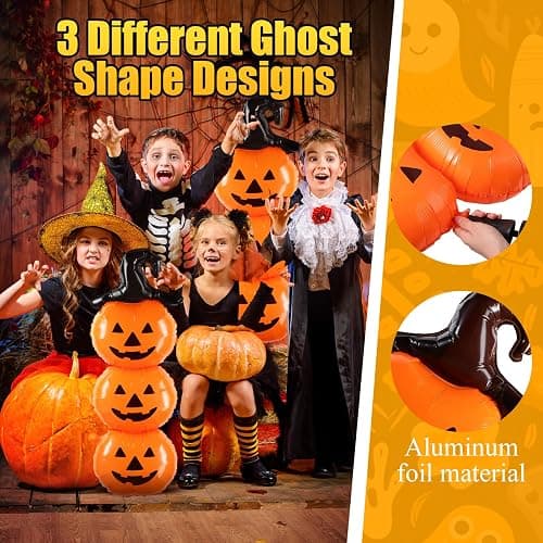 Liliful 2 PCS Scary Halloween Balloons Decorations Set - 31.5 Inch Foil Halloween Pumpkin Balloons for Holiday Birthday Party Supplies, Orange thumbnail 4