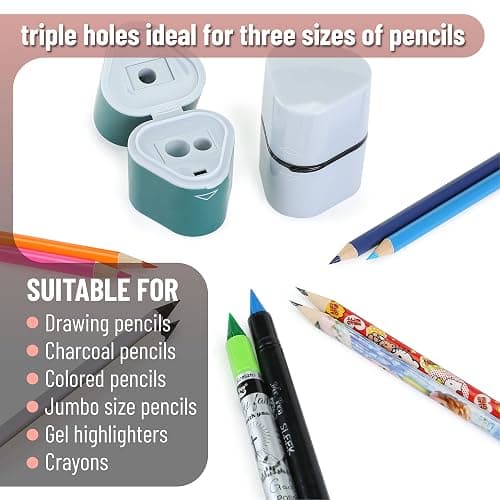 Mr. Pen- Pencil Sharpener for Colored Pencils, 3 Pack, 3 Hole, Pencil Sharpener Manual, Art, Jumbo, Artist thumbnail 7