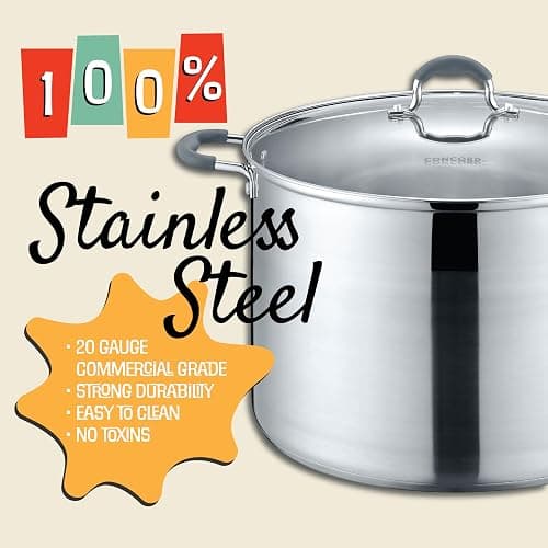 CONCORD 20 Quart Stainless Steel Canning Pot Set. Includes Canning Rack, Tongs, Jar Lifter, Funnel, Wrench, Lid Lifter, Mixer/Measurer (Induction Compatible) thumbnail 5