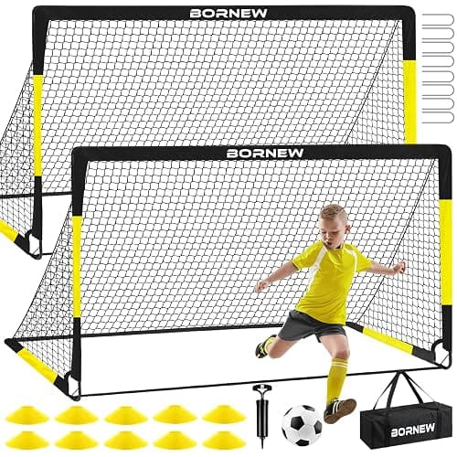 Kids Soccer Goal for Backyard Set - 2 Set of 7X5 / 6X4 ft Toddler Soccer Nets Training Equipment, Soccer Ball, Pop Up Portable Soccer Set for Kids and Youth Games and Training Goals Ages 3-16 Gift - Image 1