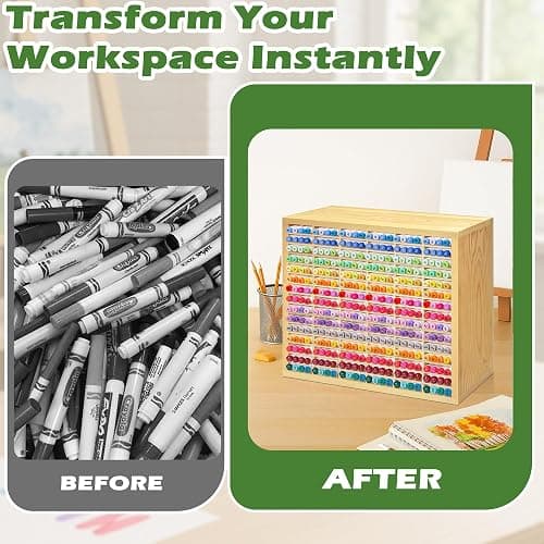 PROLEE Marker Storage Organizer for 360 Markers,Wooden Alcohol Marker Holder with 90 Slots,Markers Pens Pencils Art Supply Storage Rack for Desk Home Classroom Office Decor thumbnail 5