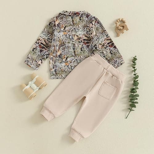 VISGOGO Toddler Baby Boy Hunting Outfit Duck Half Zip Long Sleeve Sweatshirt Pants Set 2 Fall Camouflage Clothes thumbnail 4